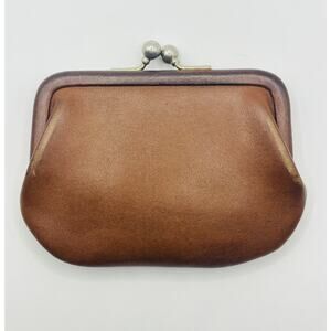 Vintage Coach 7155 Kisslock Coin Purse Wallet Leather Pouch British Tan/camel
